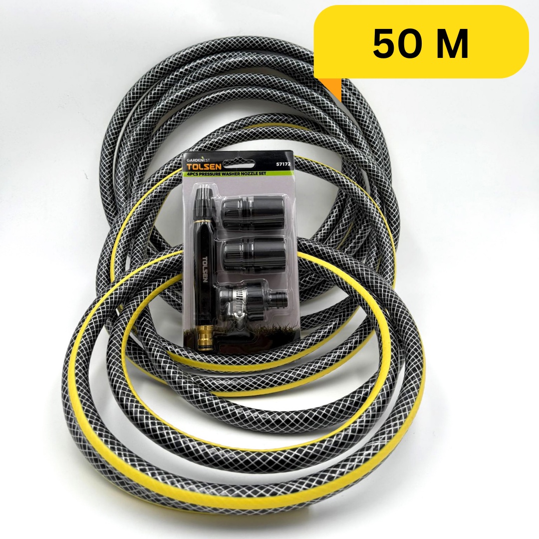Picture of 50M Water Hose with 3 Connectors and Aluminum Nozzle