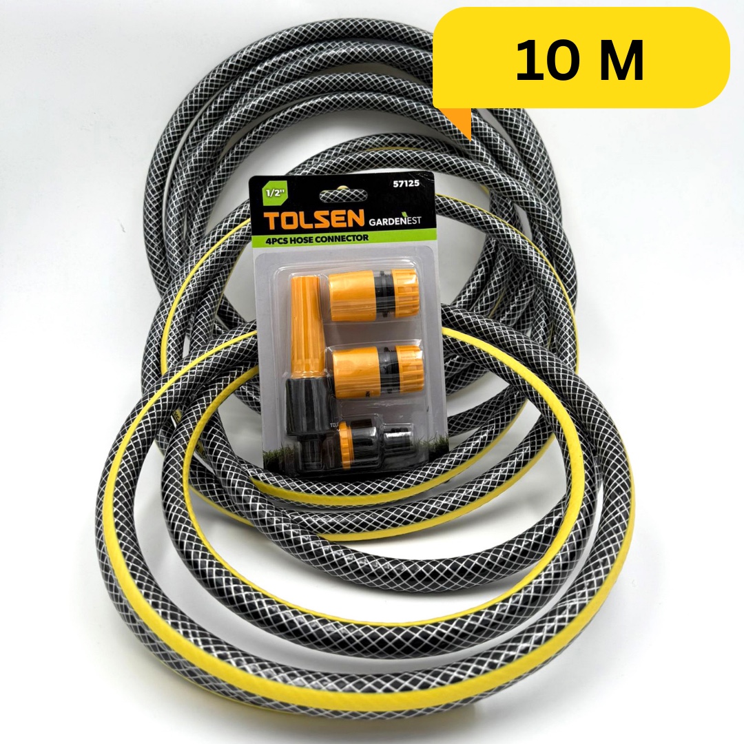 Picture of 10M Water Hose with 3 Connectors and Plastic Nozzle