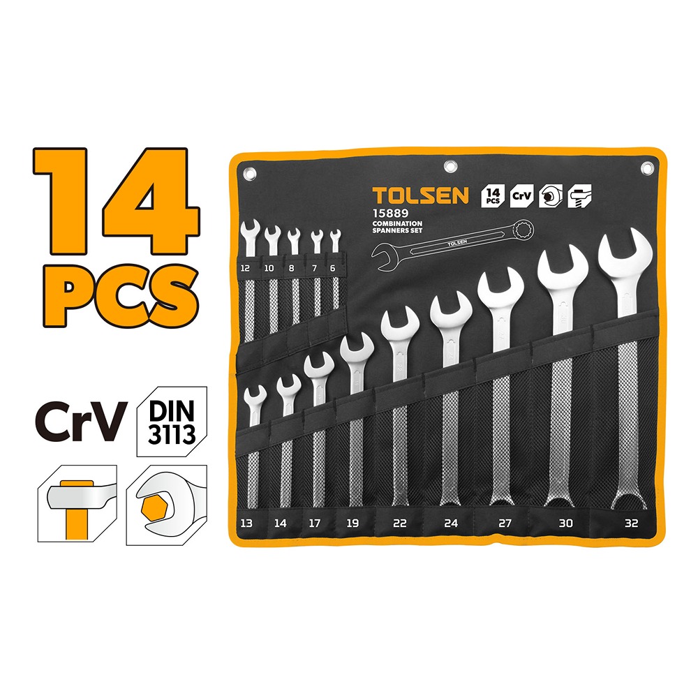 صورة Tolsen 14pcs spanner set (6"-32")
