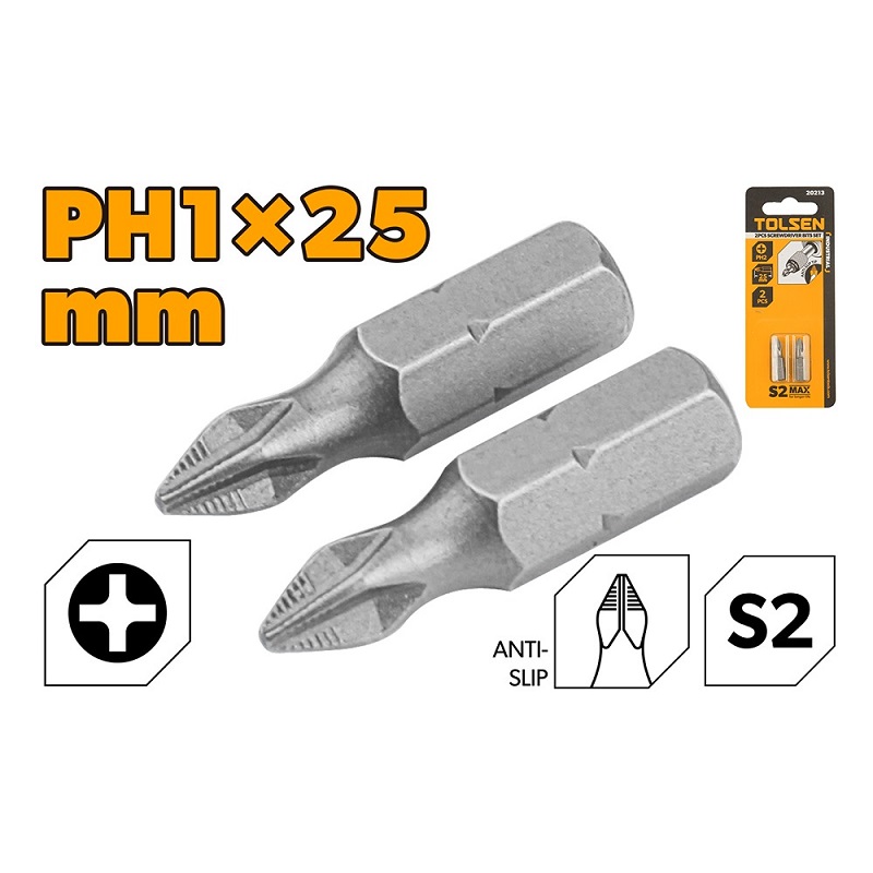 صورة Tolsen 2pcs bits PH1*25
