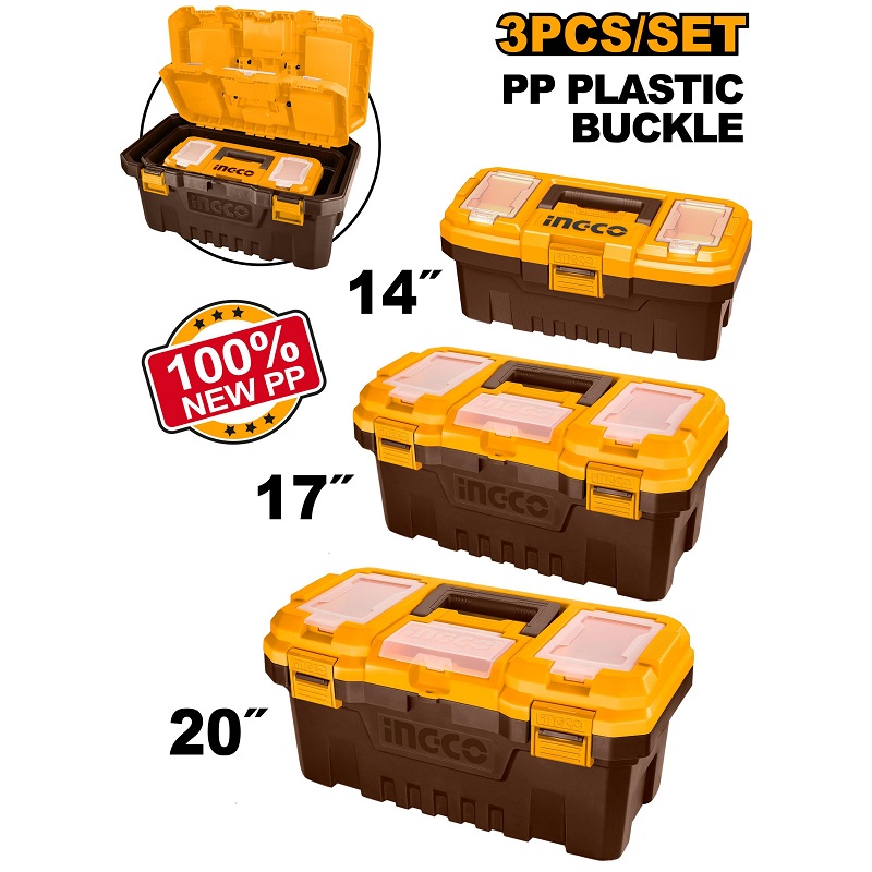 Picture of INGCO 3Pcs Plastic toolboxes set